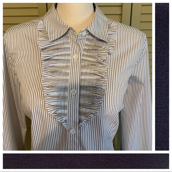 Tuxedo Ruffled Tailored Top - Picture 2 of 16